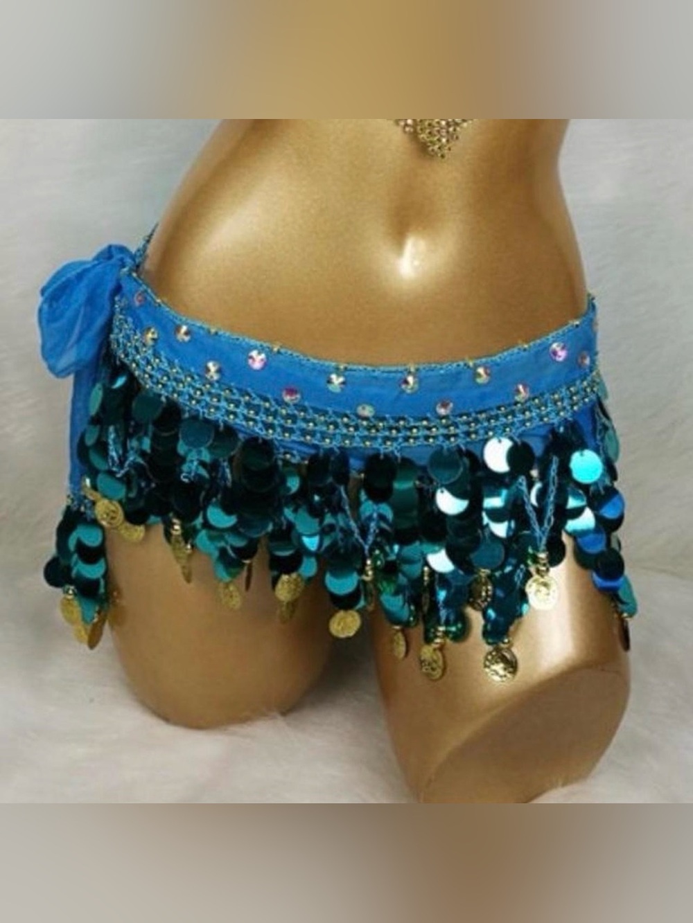 Blue & Teal Sequin Fringe Costume Skirt